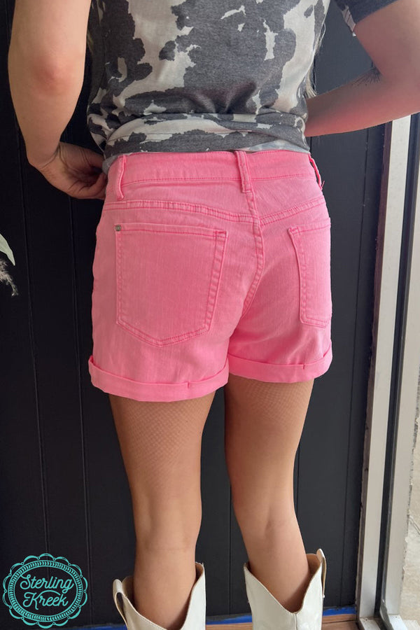 Back Roads Cuffed Pink Shorts
