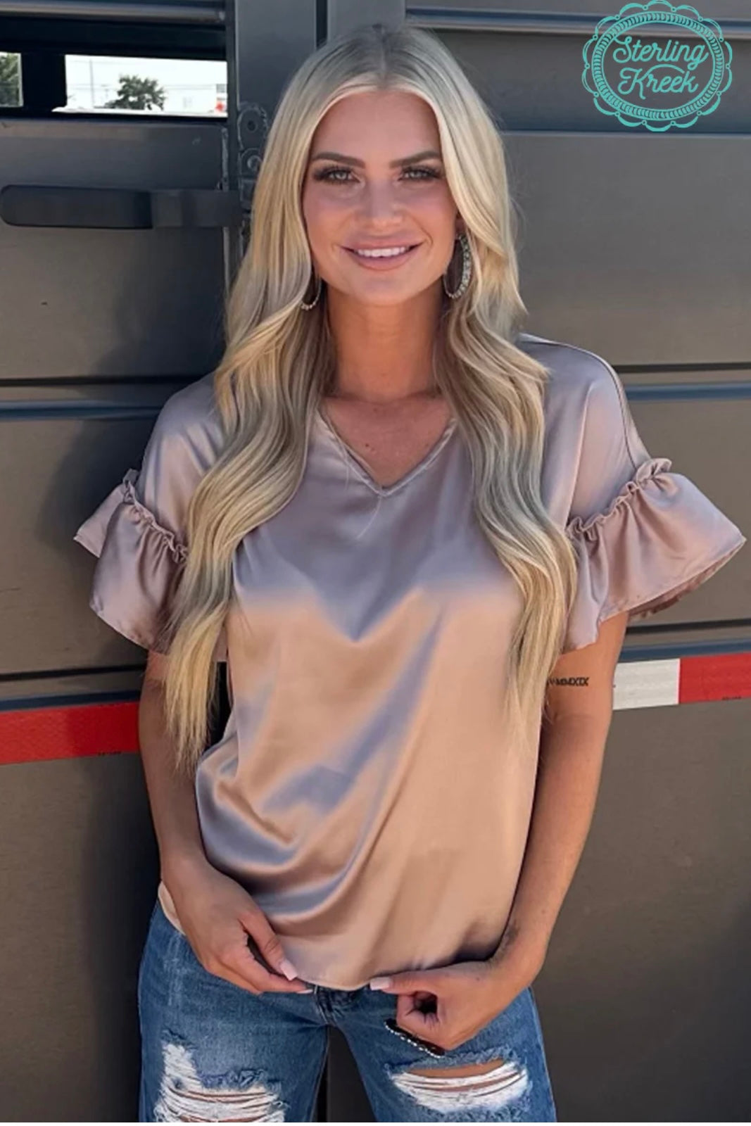 Downtown Darling Top Taupe