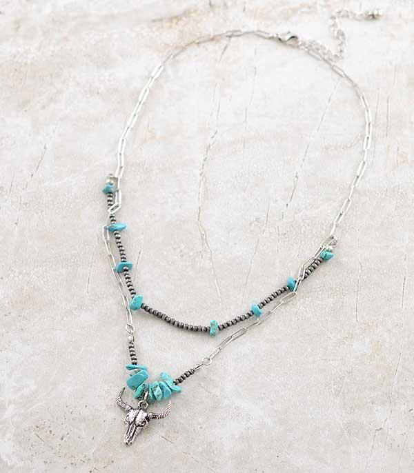 Steer Head Turquoise Necklace