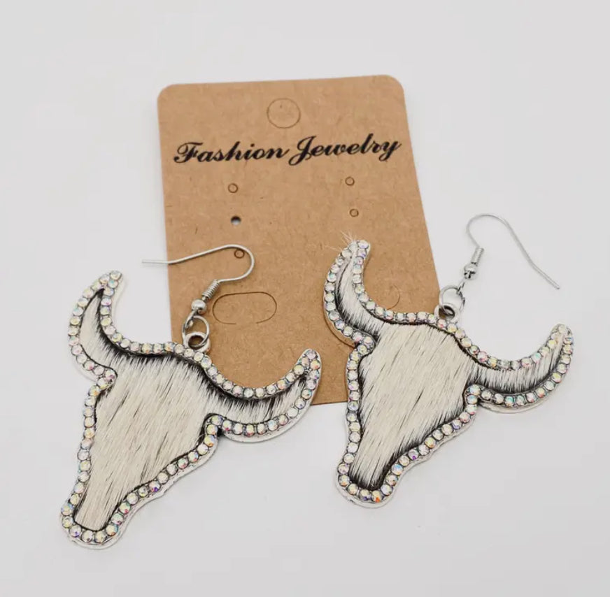 Rhinestone Cowhide Earrings