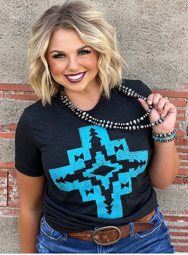 Isabel Aztec Graphic-T on Charblack by Texas True